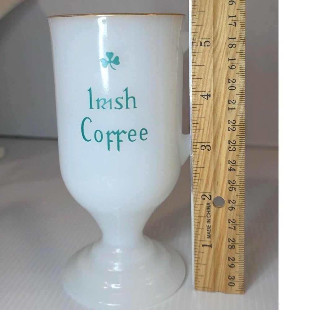 Federal Glass Irish Coffee Mug 5.5in White Milk Glass Fair Vintage Footed Cup